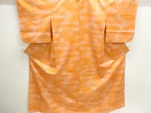 アンティーク　縞模様織出し手織り紬単衣着物